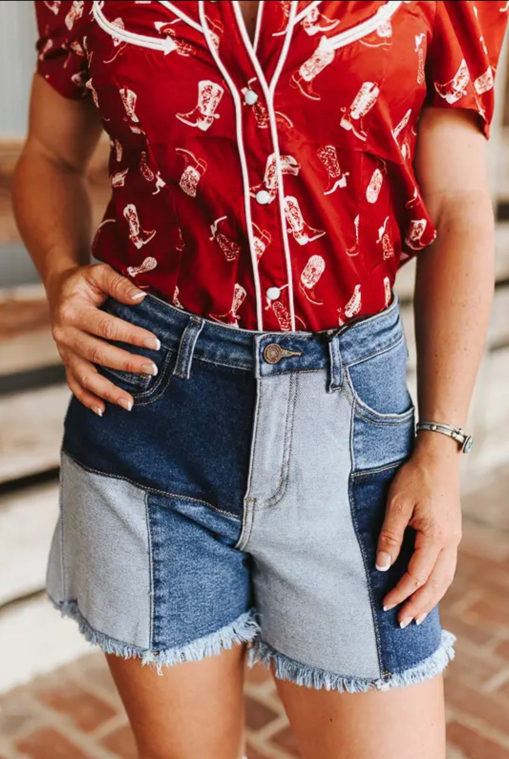 Rodeo Patchwork Denim Shorts