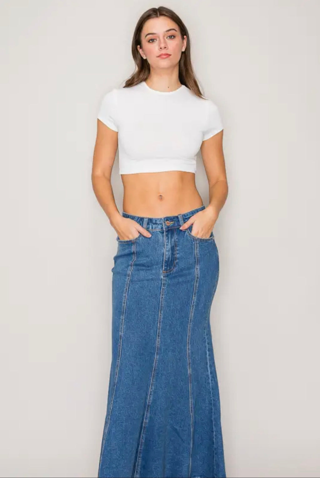 Seaside Denim Maxi Skirt