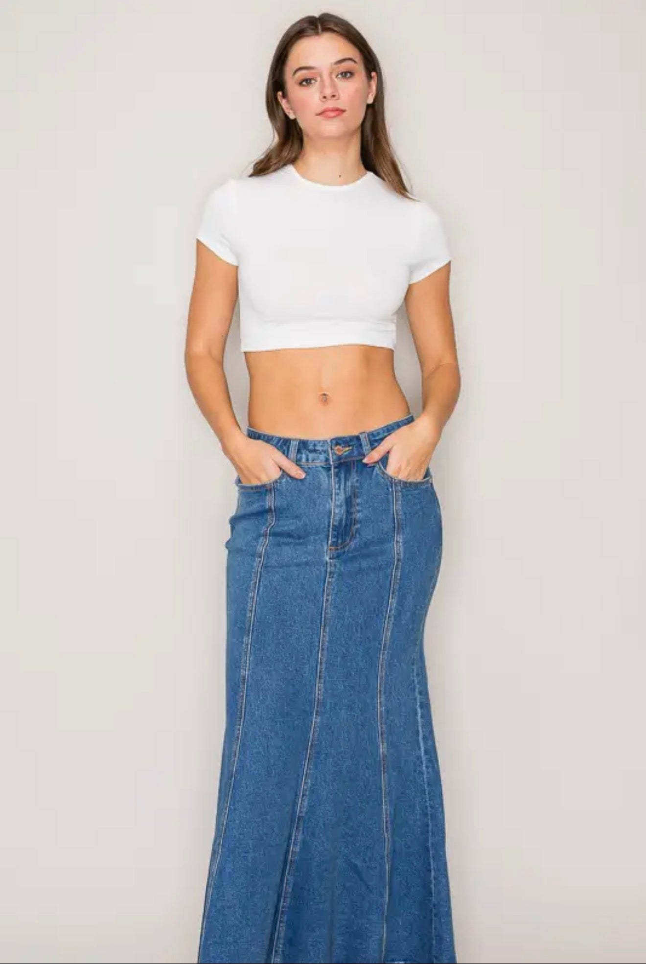 Seaside Denim Maxi Skirt