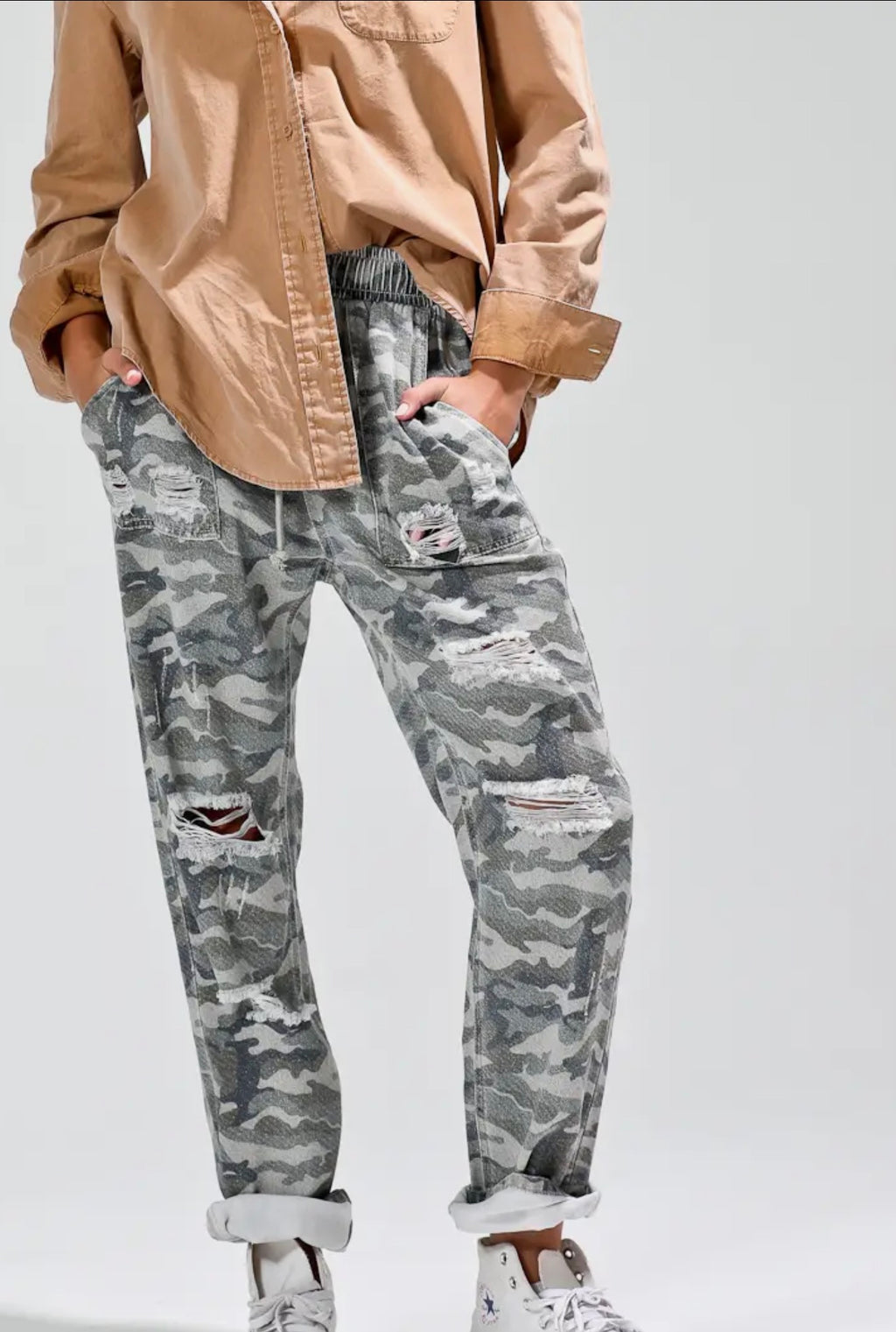 Camo Crush Distressed Joggers