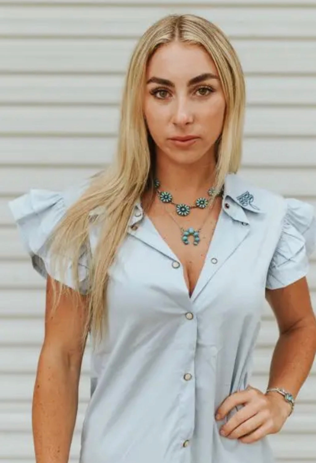 Western Ruffle Button-Up Dress