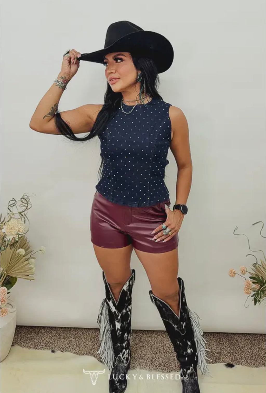 Midnight Rodeo Rhinestone Denim Top