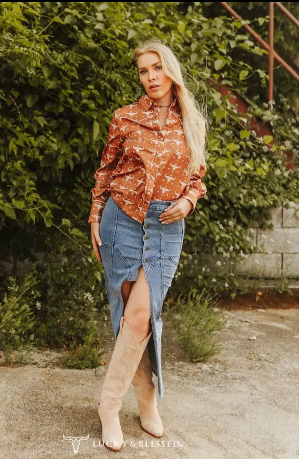Western Muse Denim Midi Skirt 🤠✨