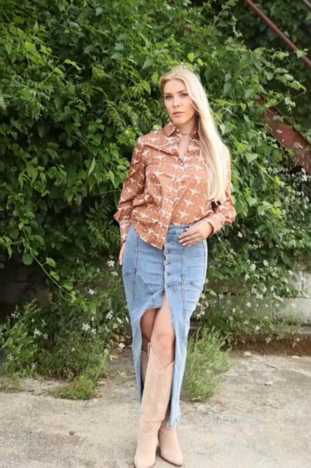 Western Muse Denim Midi Skirt 🤠✨