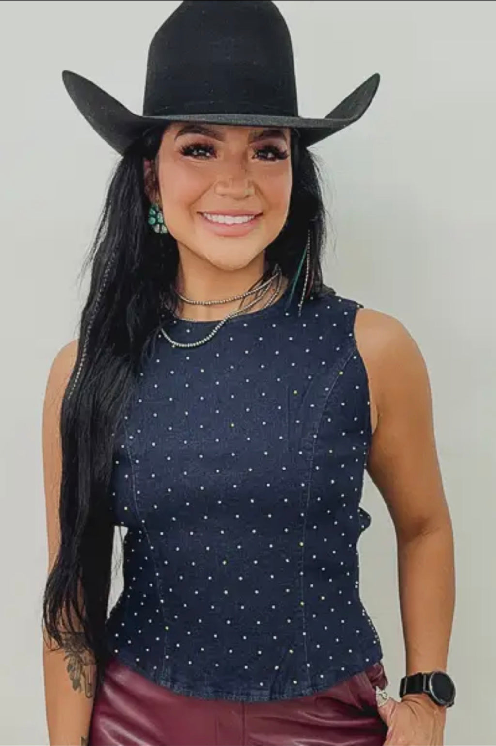 Midnight Rodeo Rhinestone Denim Top