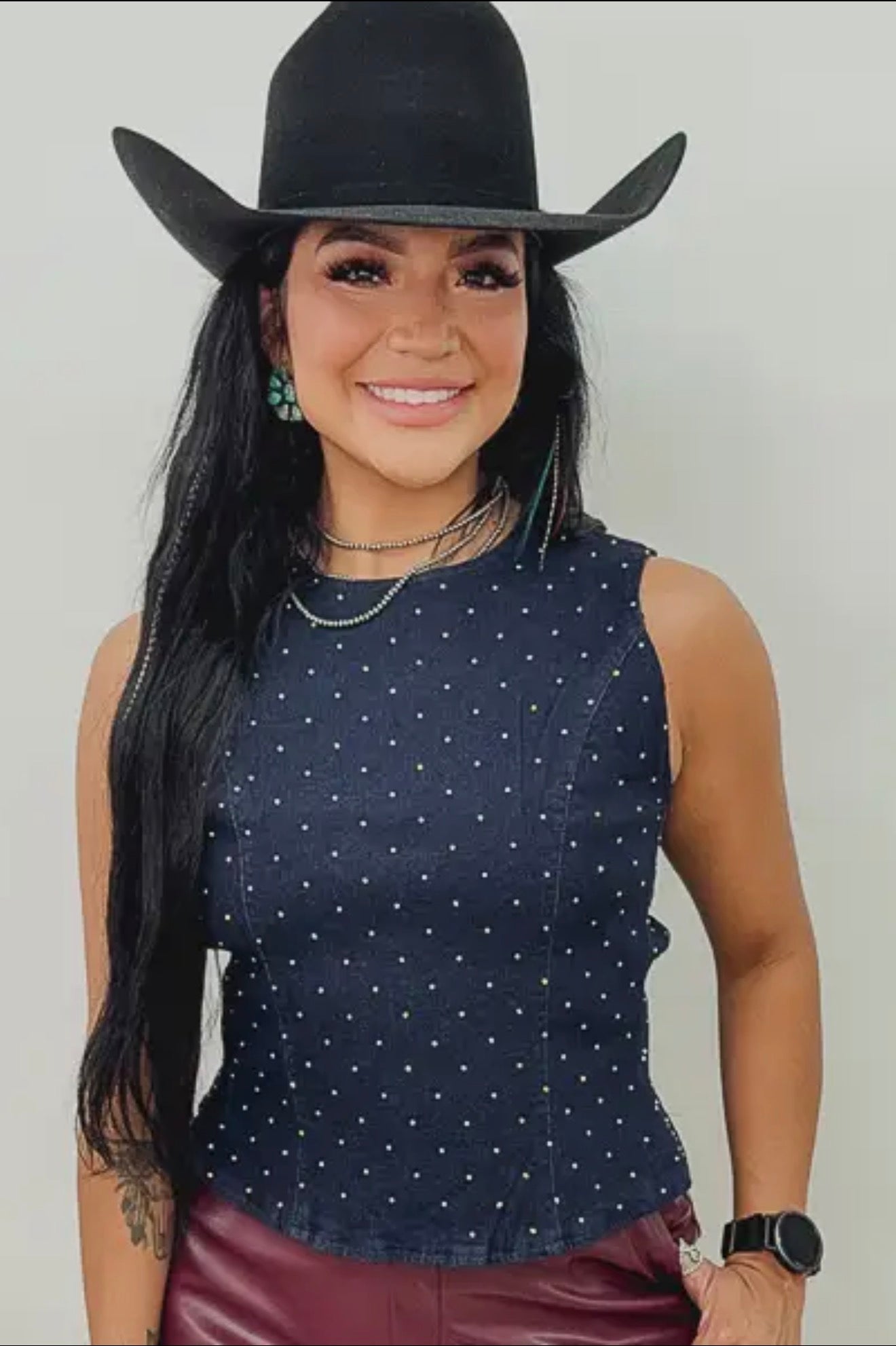 Midnight Rodeo Rhinestone Denim Top