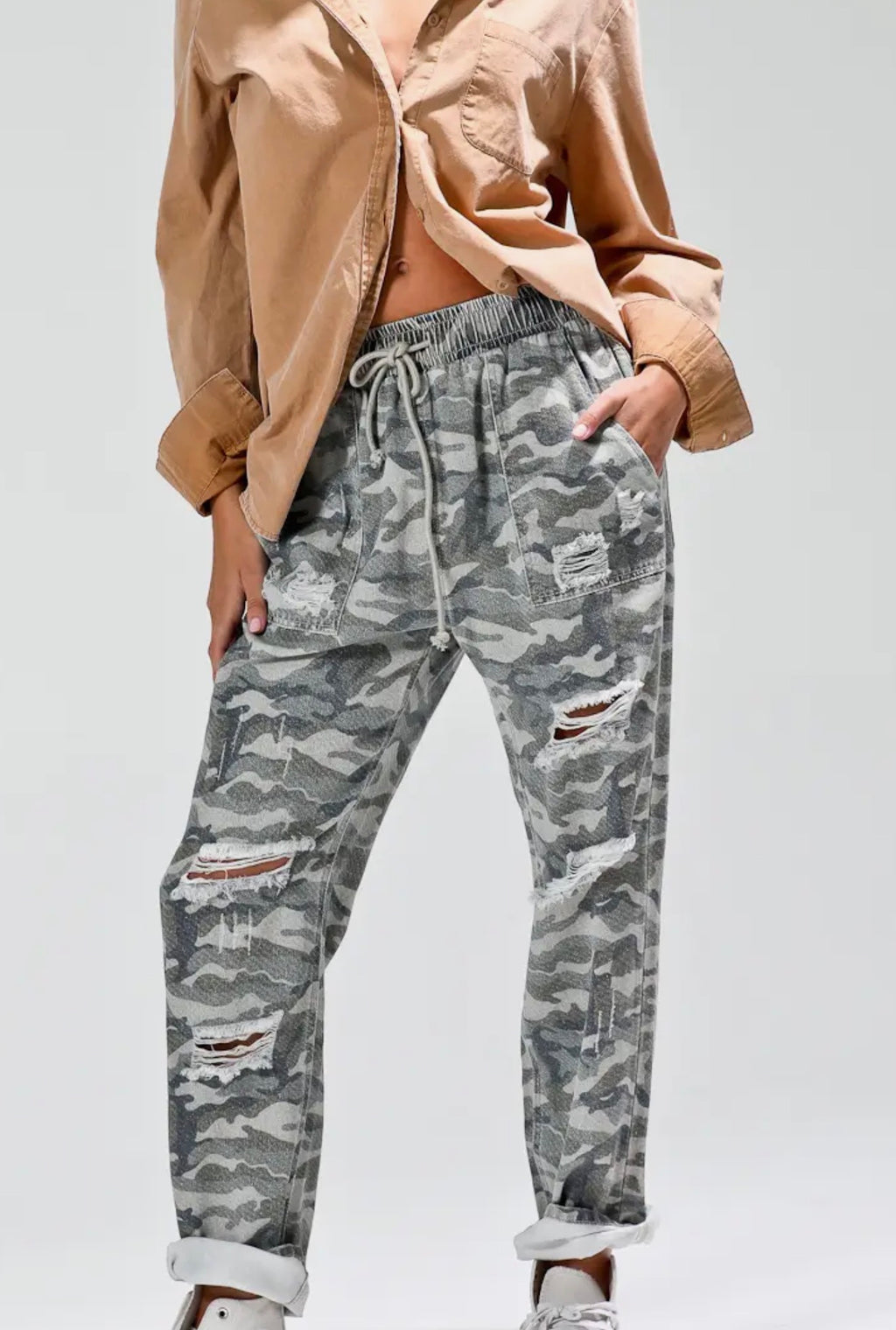 Camo Crush Distressed Joggers