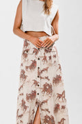 Saddle Creek Button Midi Skirt