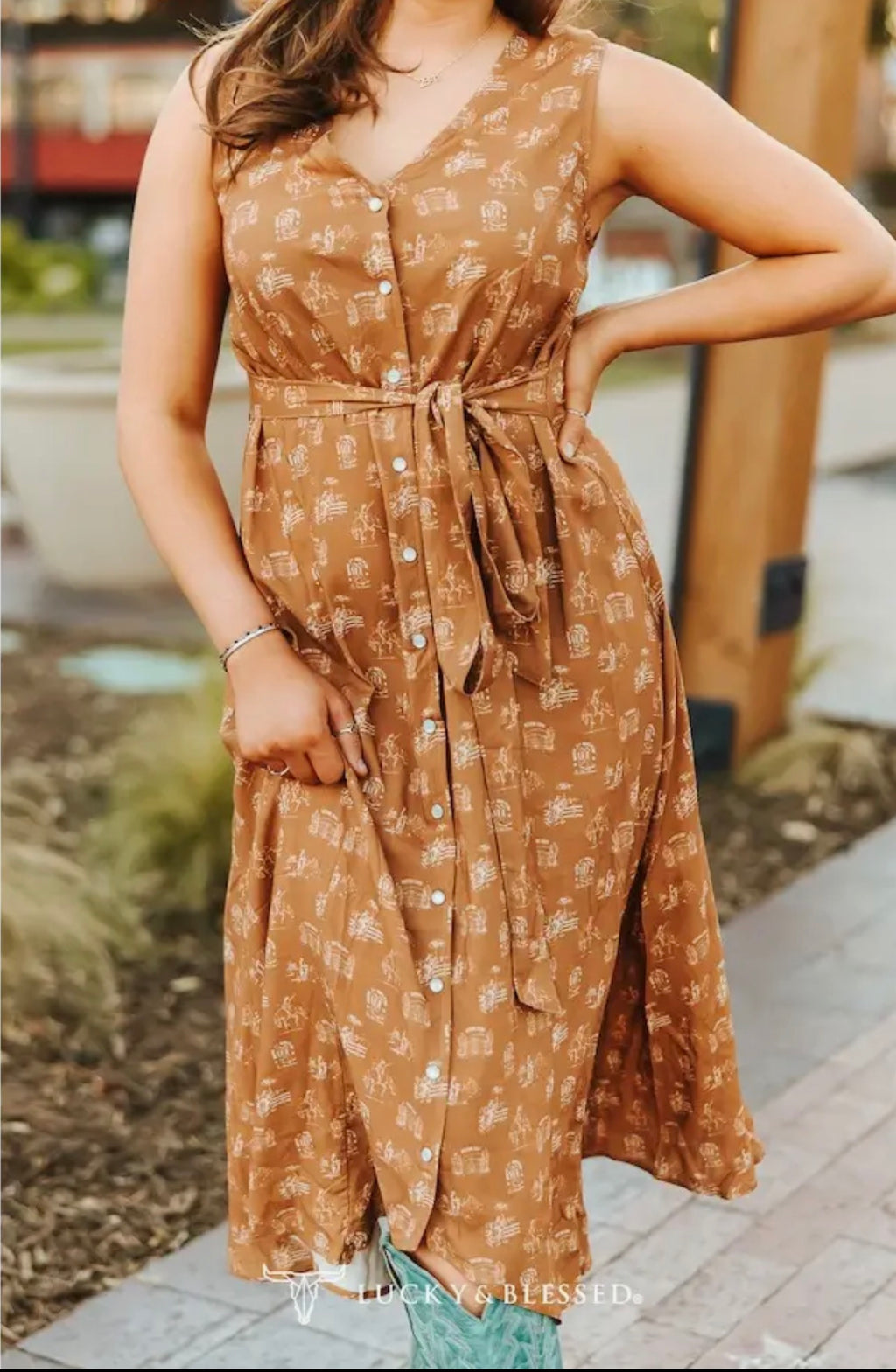 Desert Rodeo Button-Front Midi Dress