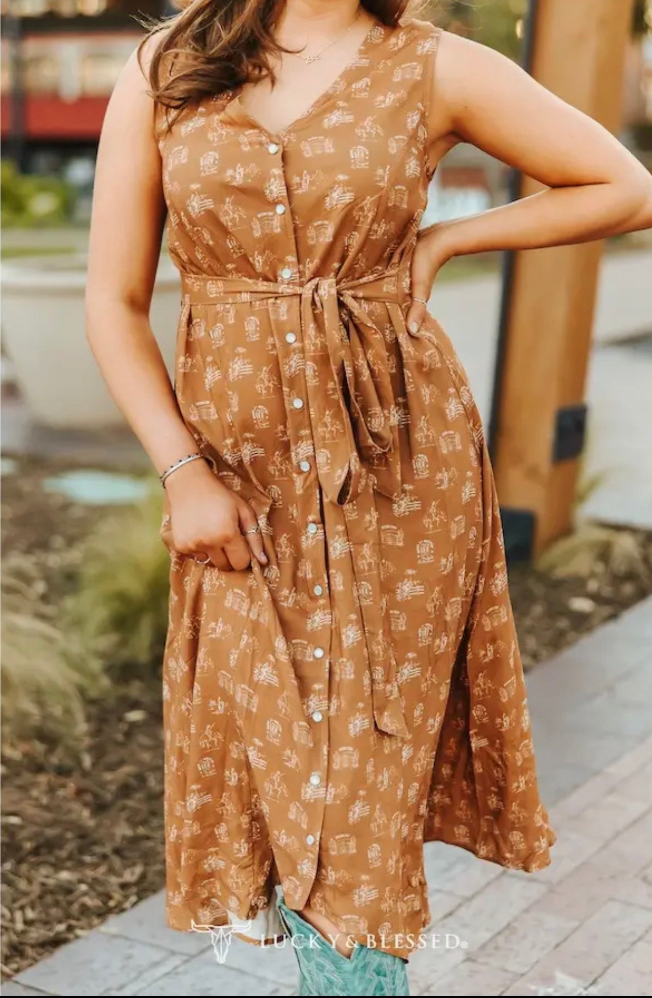 Desert Rodeo Button-Front Midi Dress