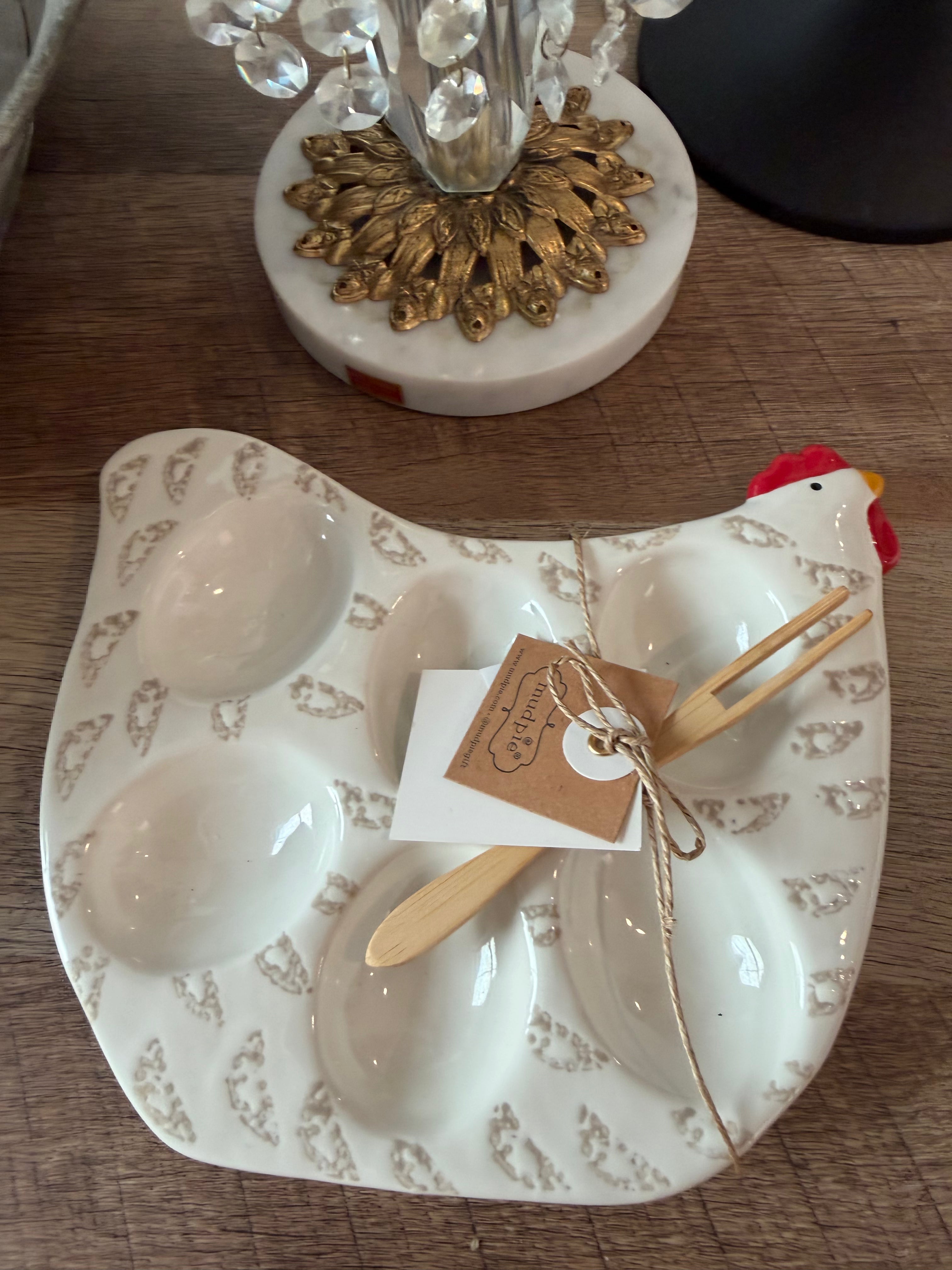 Hen House Deviled Egg Platter – White