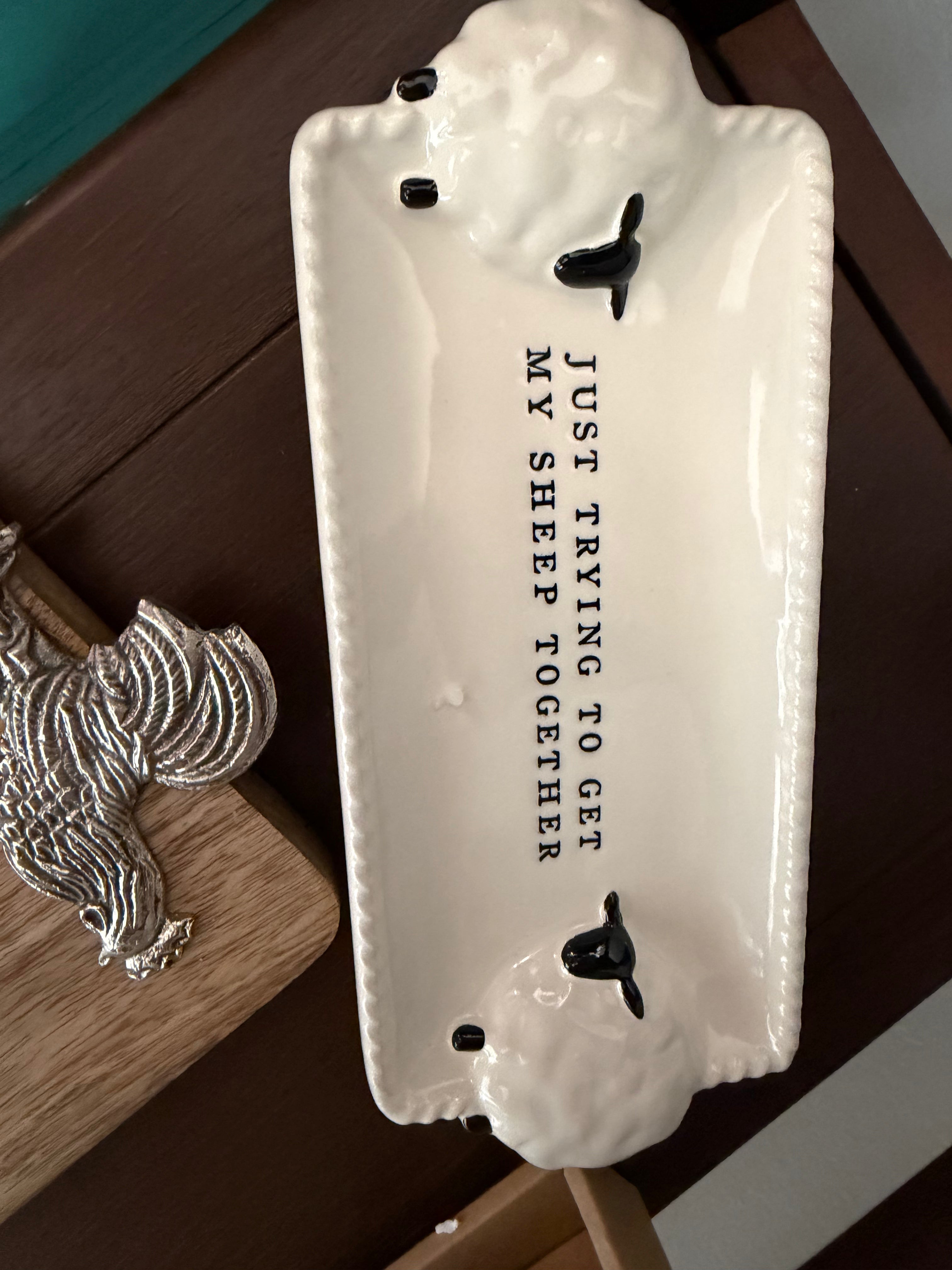 Just Trying to Get My Sheep Together Stoneware Tidbit Tray
