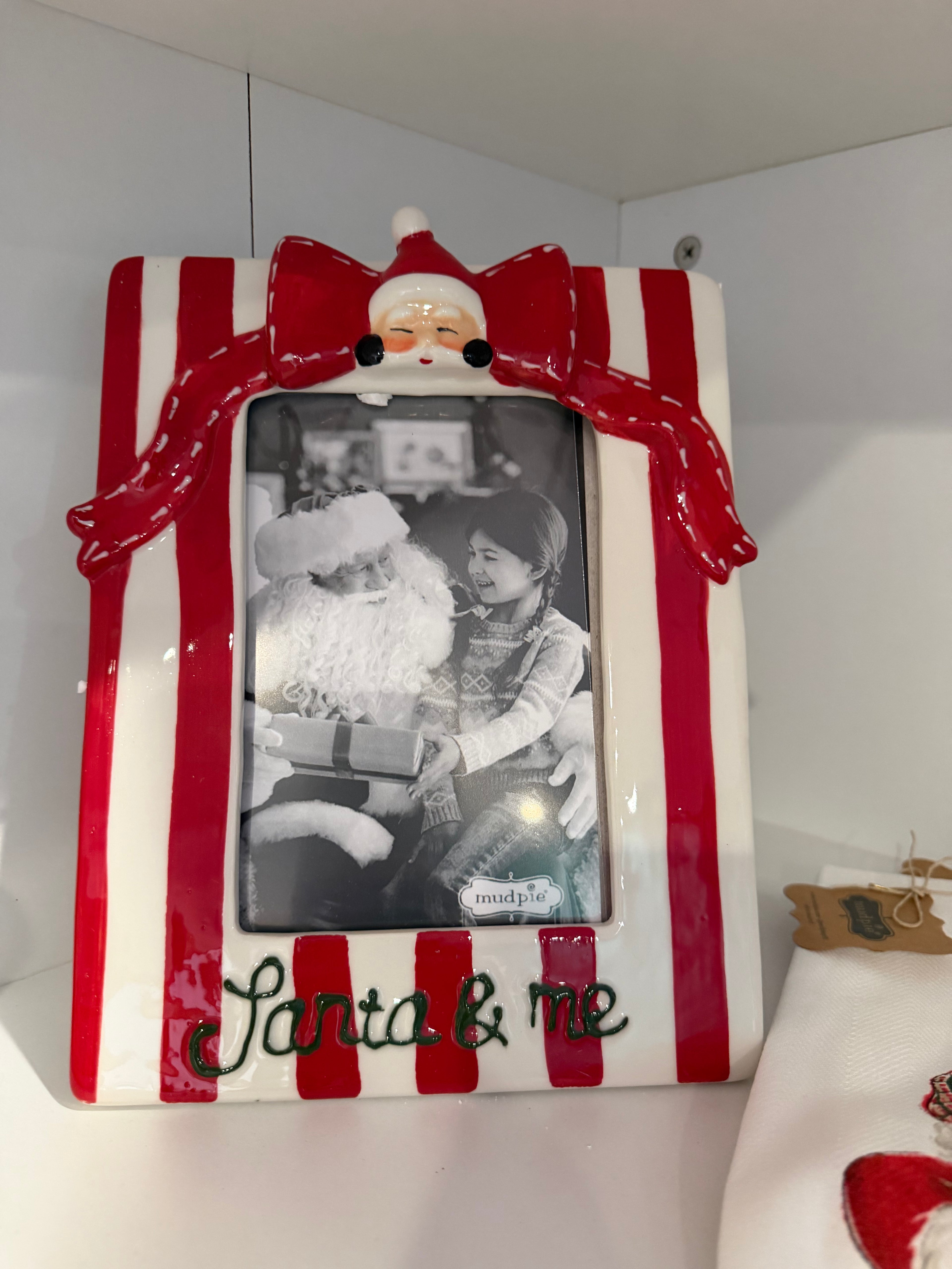 Santa & Me Striped Ceramic Picture Frame