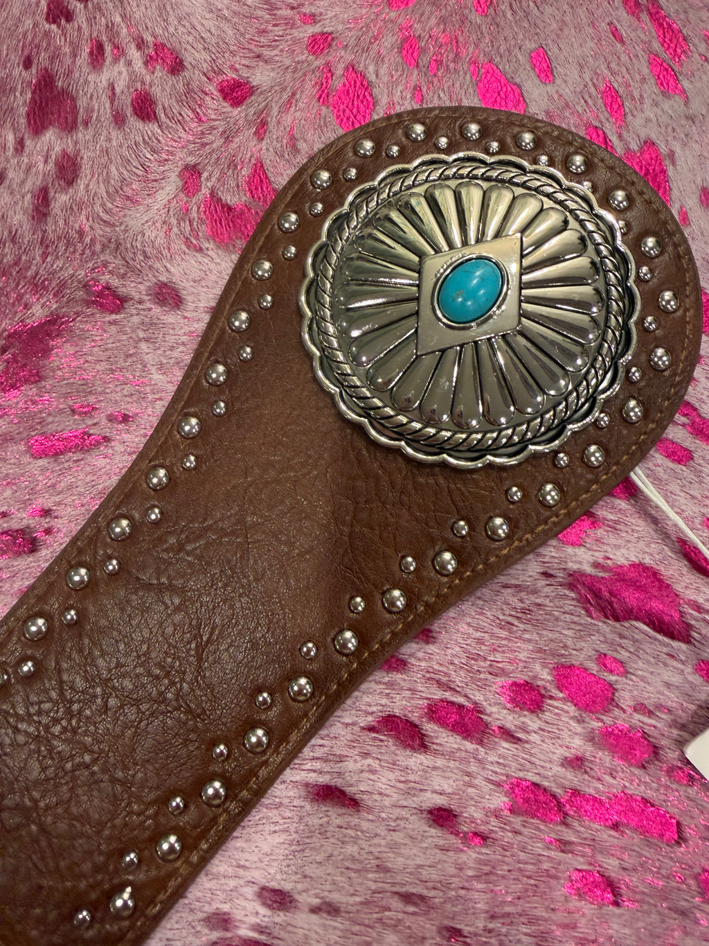 🤎 Western Turquoise Concho Stretch Belt