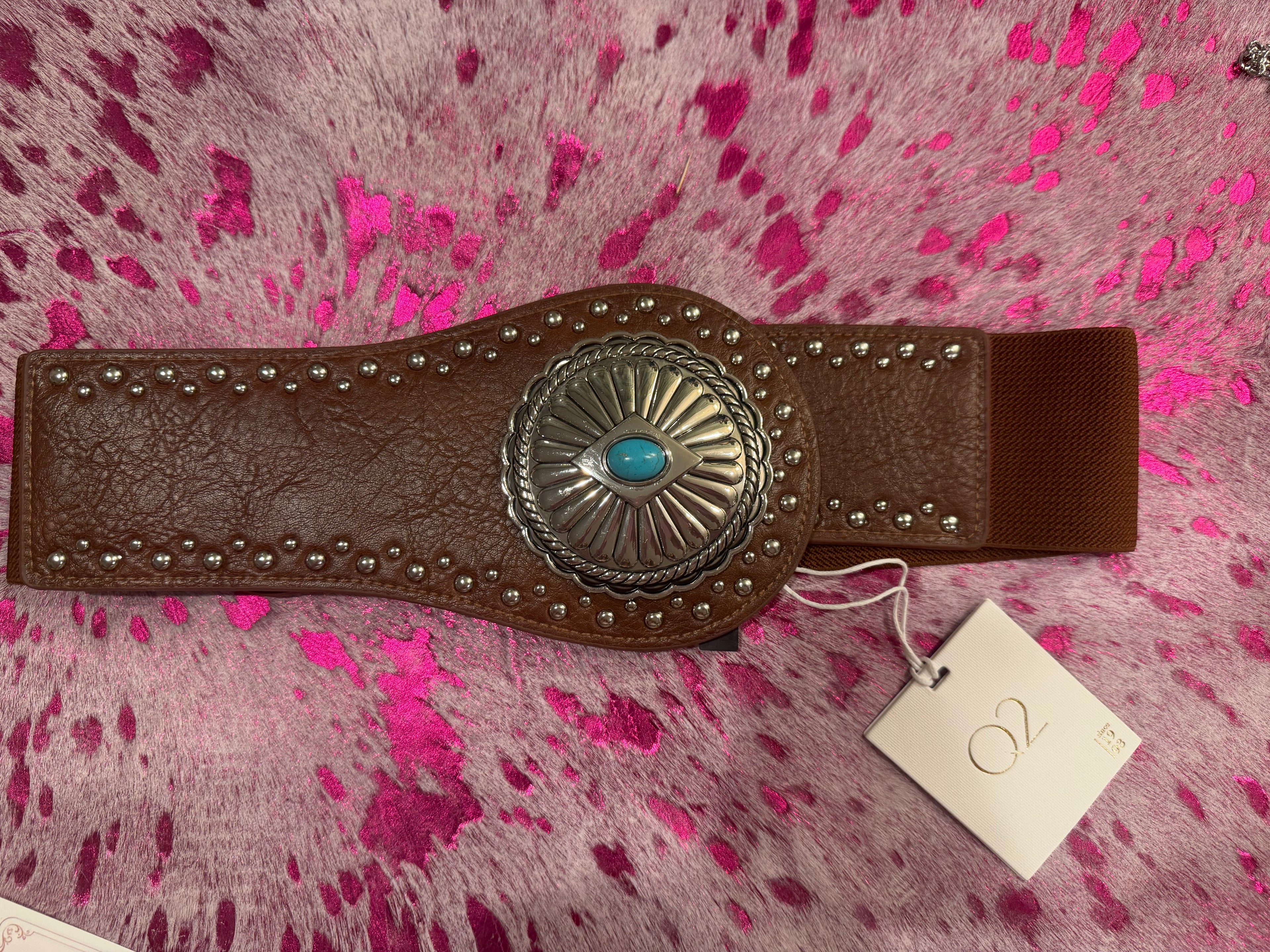 🤎 Western Turquoise Concho Stretch Belt