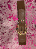 Jewel Bloom Stretch Belt – Camel