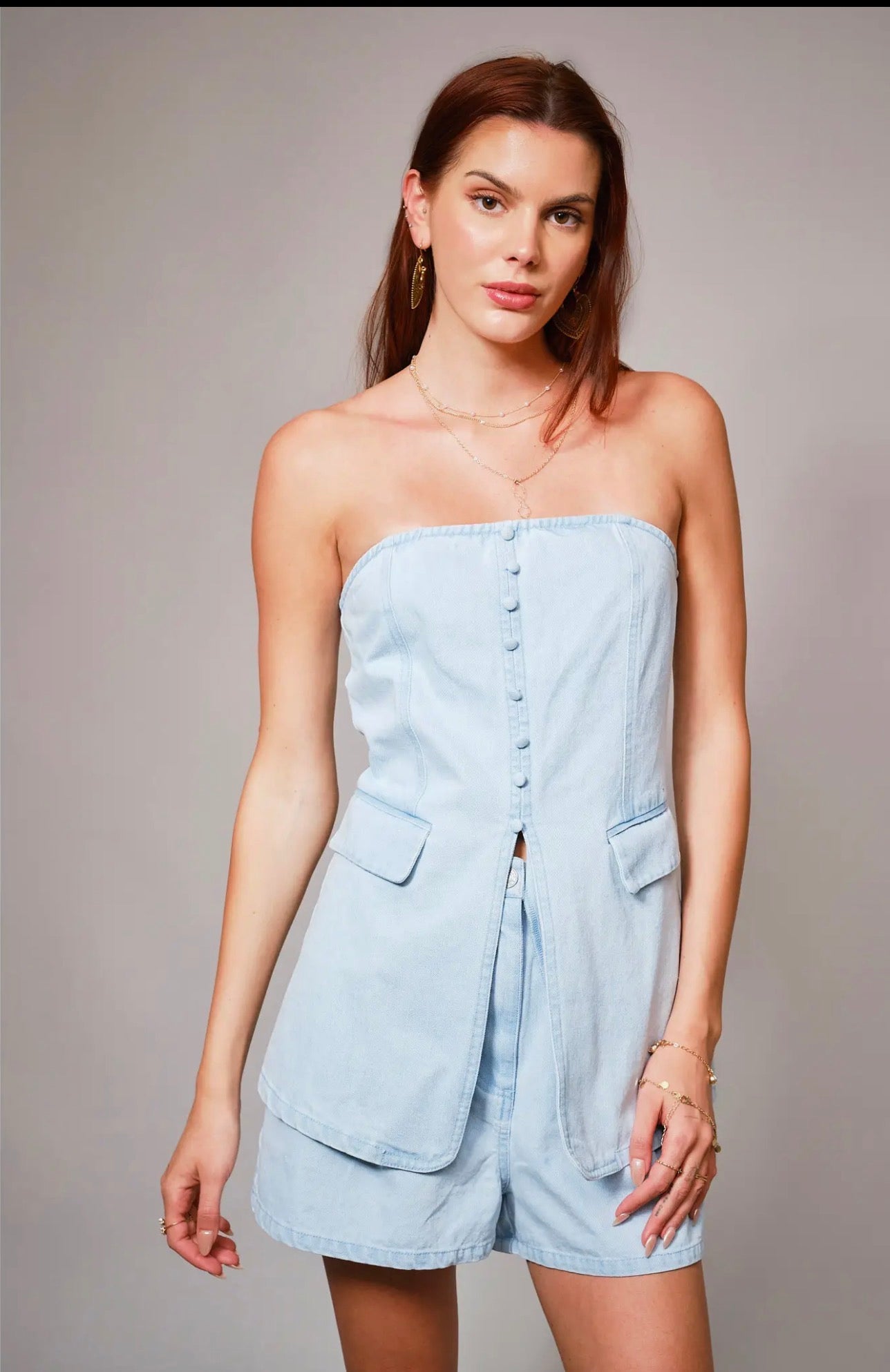 Blue Skies Strapless Short Set