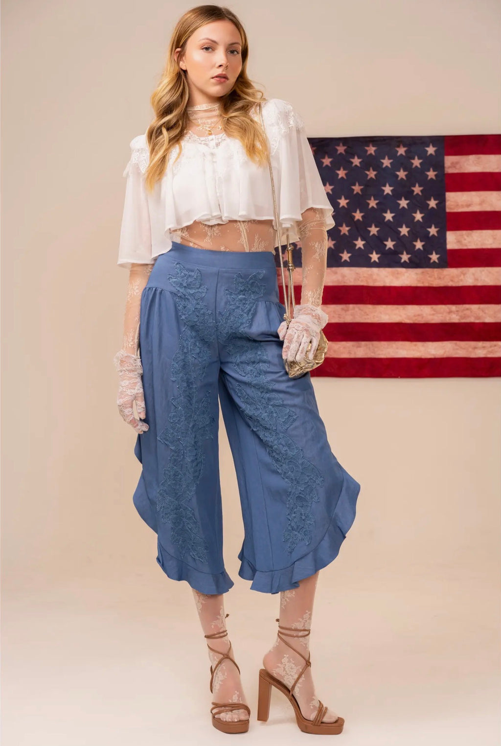 Blue Belle Lace Ruffle Pants