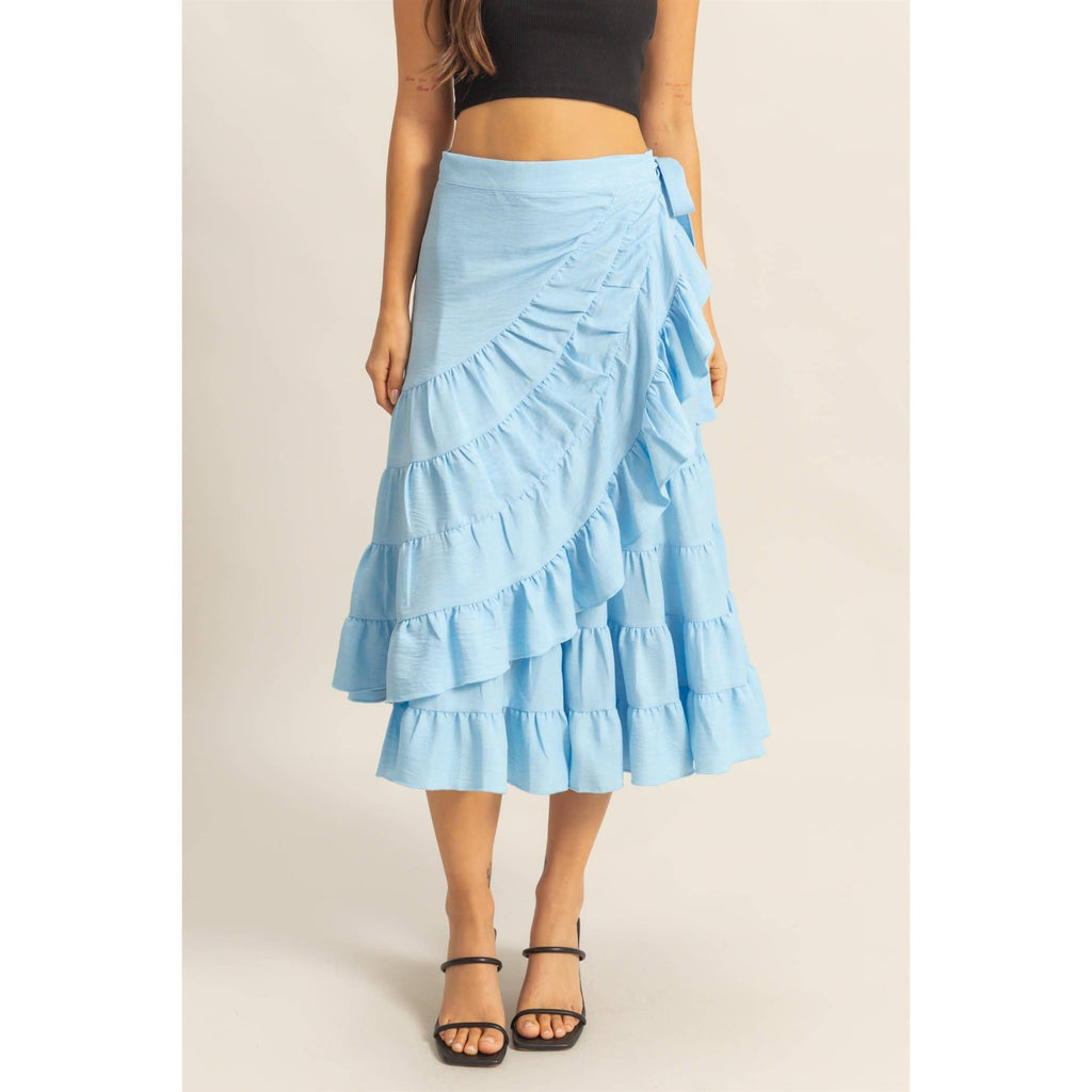 High-Waist Tiered Wrap Maxi Skirt