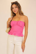 Smocked Strapless Peplum Top 2