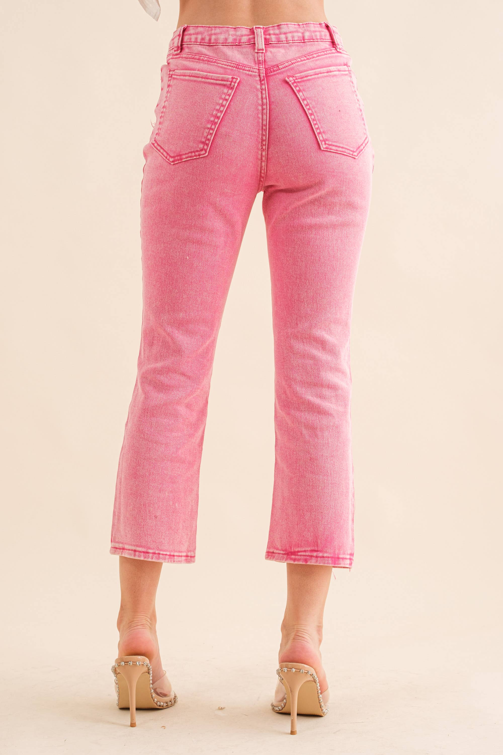 💖 Pink Stardust Crop Flare Jeans