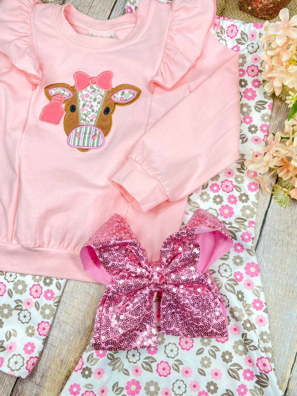 Pretty in Pink Cow Bell Bottom Set