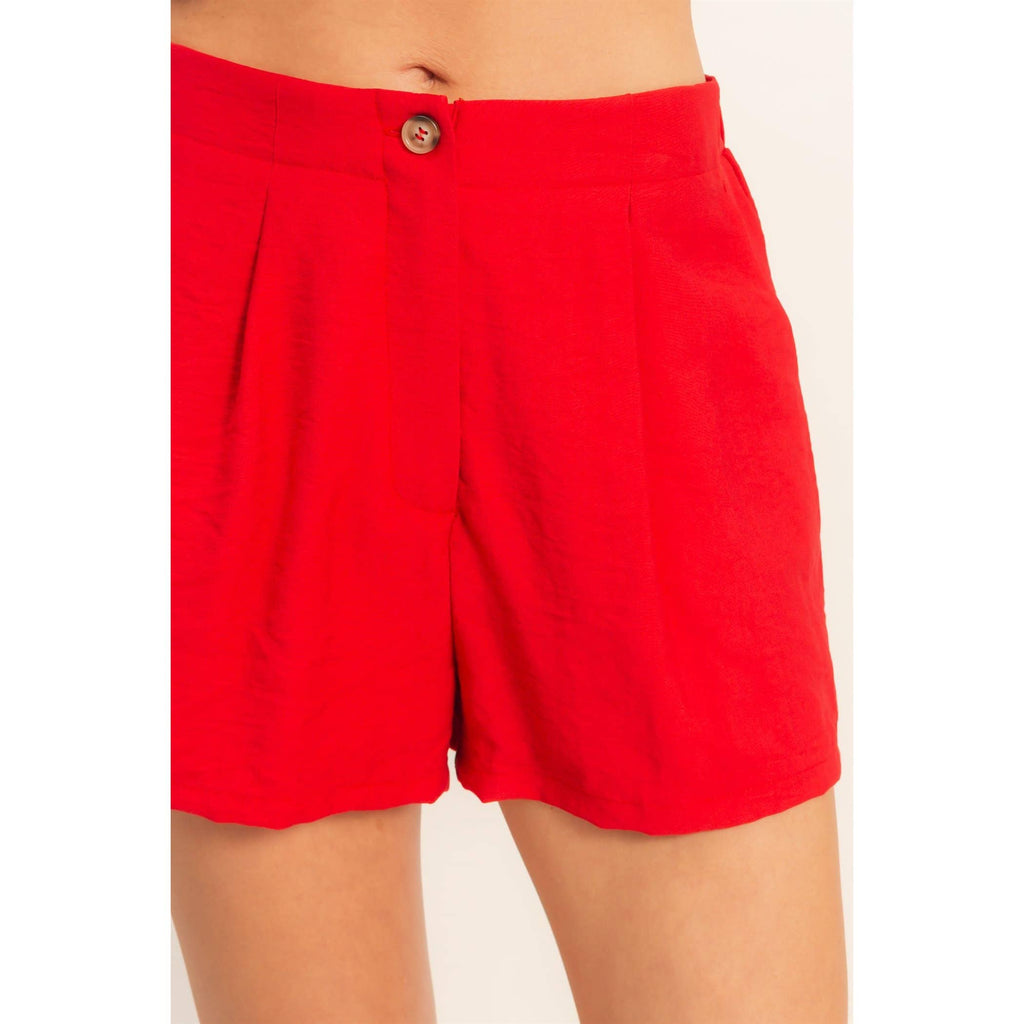 Strap Buttoned Top And Shorts Set