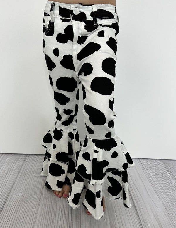 Cow Print Denim Flares
