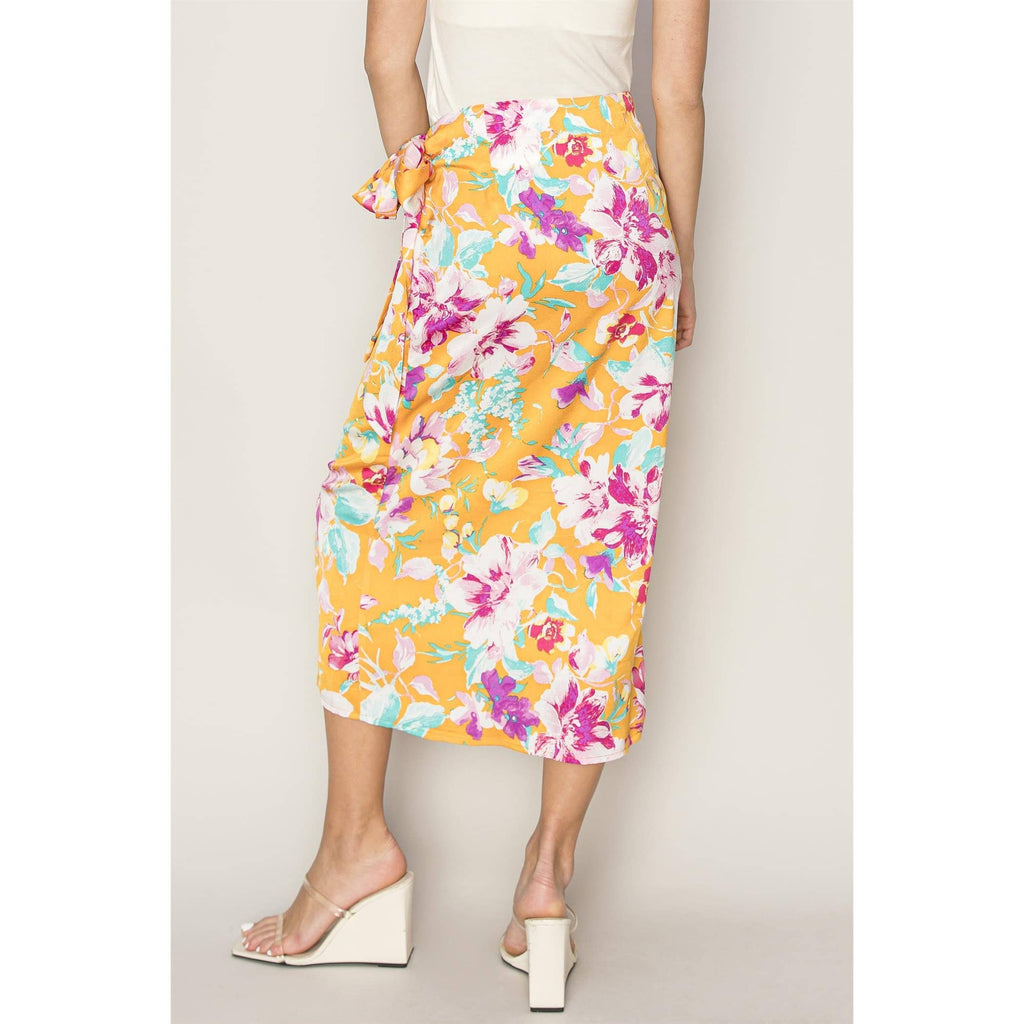Floral Print Wrap And Tie Skirt