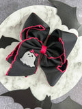 Cute Ghost Embroidered Moonstitch Hair Bow | Clip or Headband