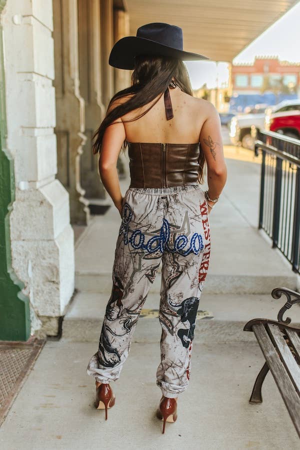 Vintage Rodeo Printed Elastic Waist Jogger Pants