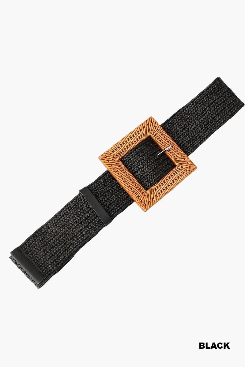 Bohemian Straw Square Pin Buckle Belt