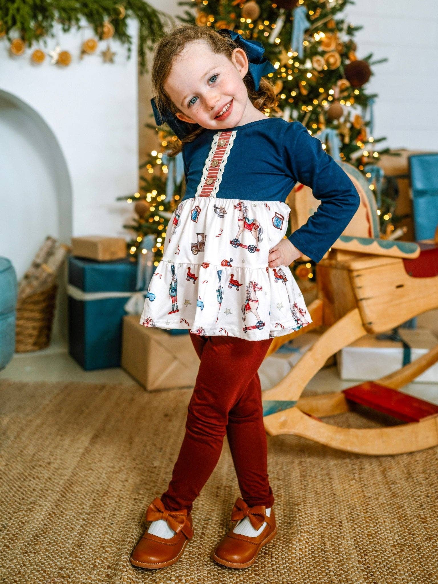 Vintage Christmas Toys Tunic Top and Leggings Set