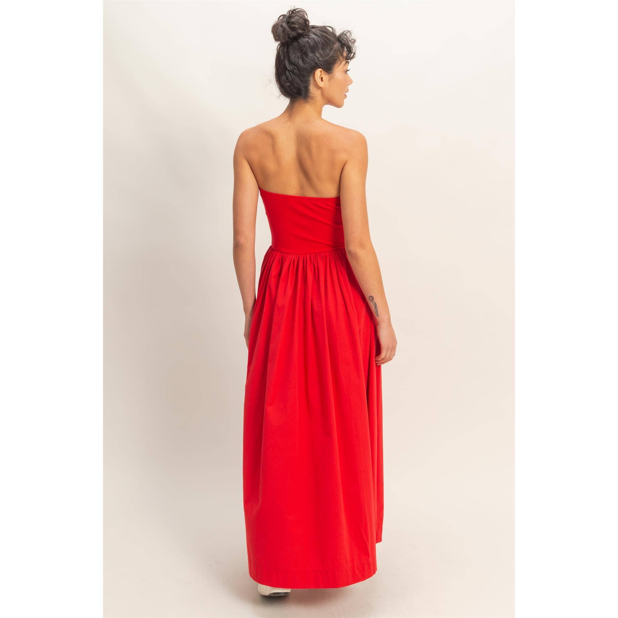Strapless Flowy Midi Dress