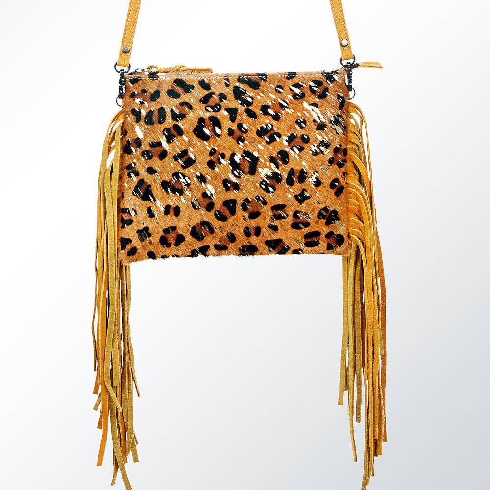 Golden Hour Leopard Fringe Crossbody