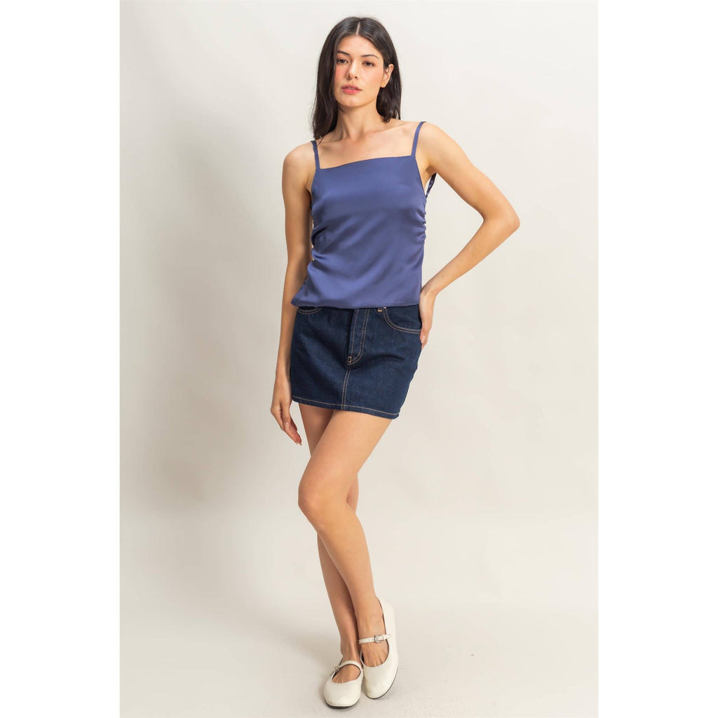 Satin Back Tie Detail Sleeveless Top