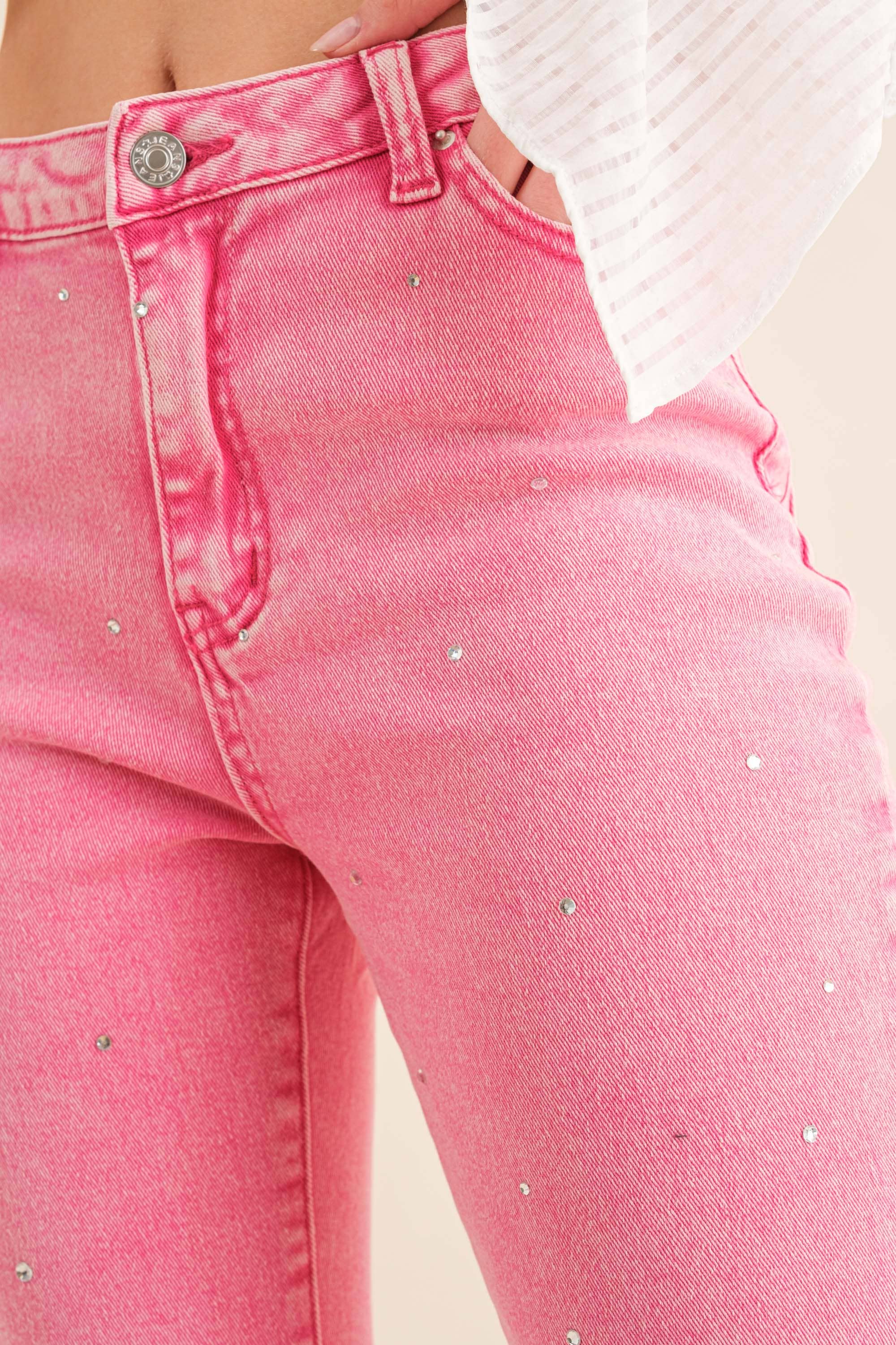 💖 Pink Stardust Crop Flare Jeans