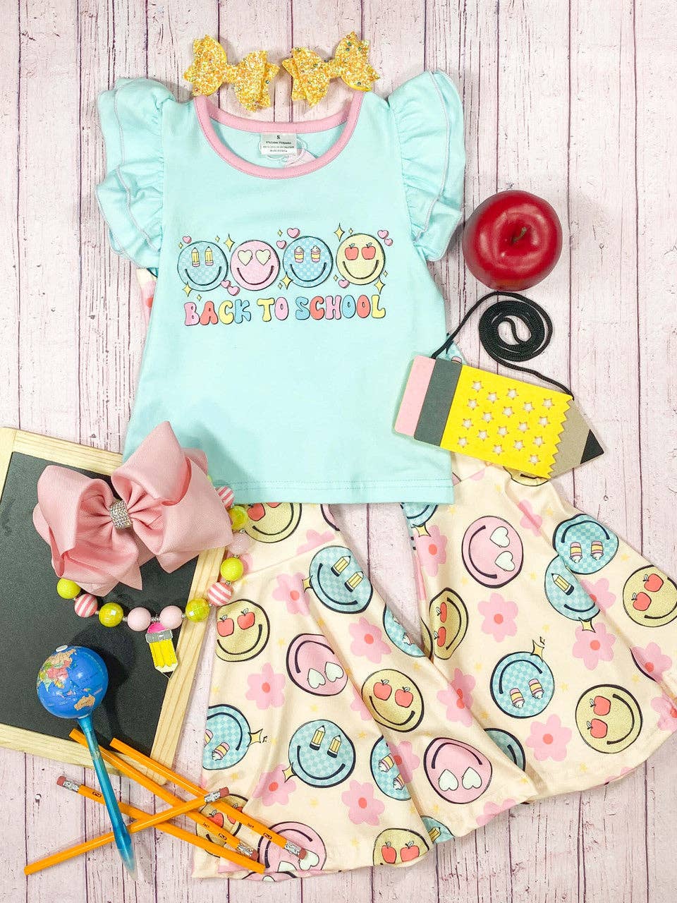 Back to School Bell Bottom Pants Set