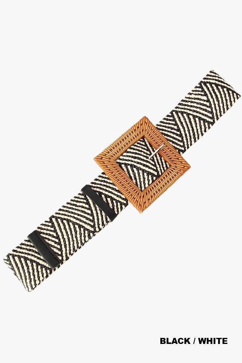Bohemian Straw Square Pin Buckle Belt