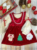 Jolly Red Velvet Smocked Christmas Dress