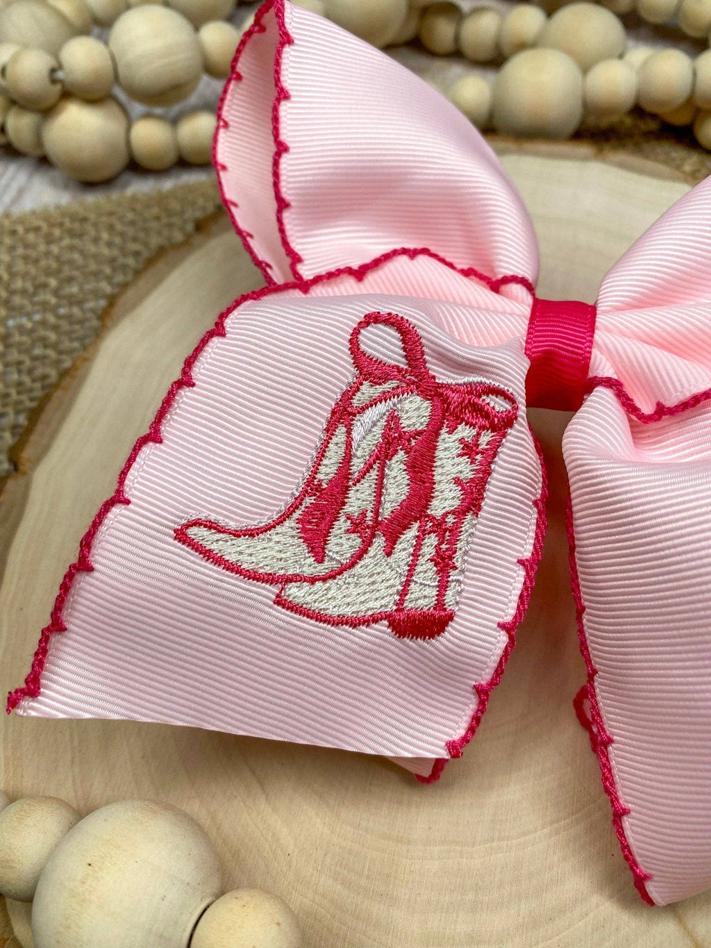 Western Boot Embroidered Moonstitch Hair Bow | Clip or Headband