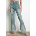 IP3253 Embellished Bell Bottom Stretch Denim Jeans