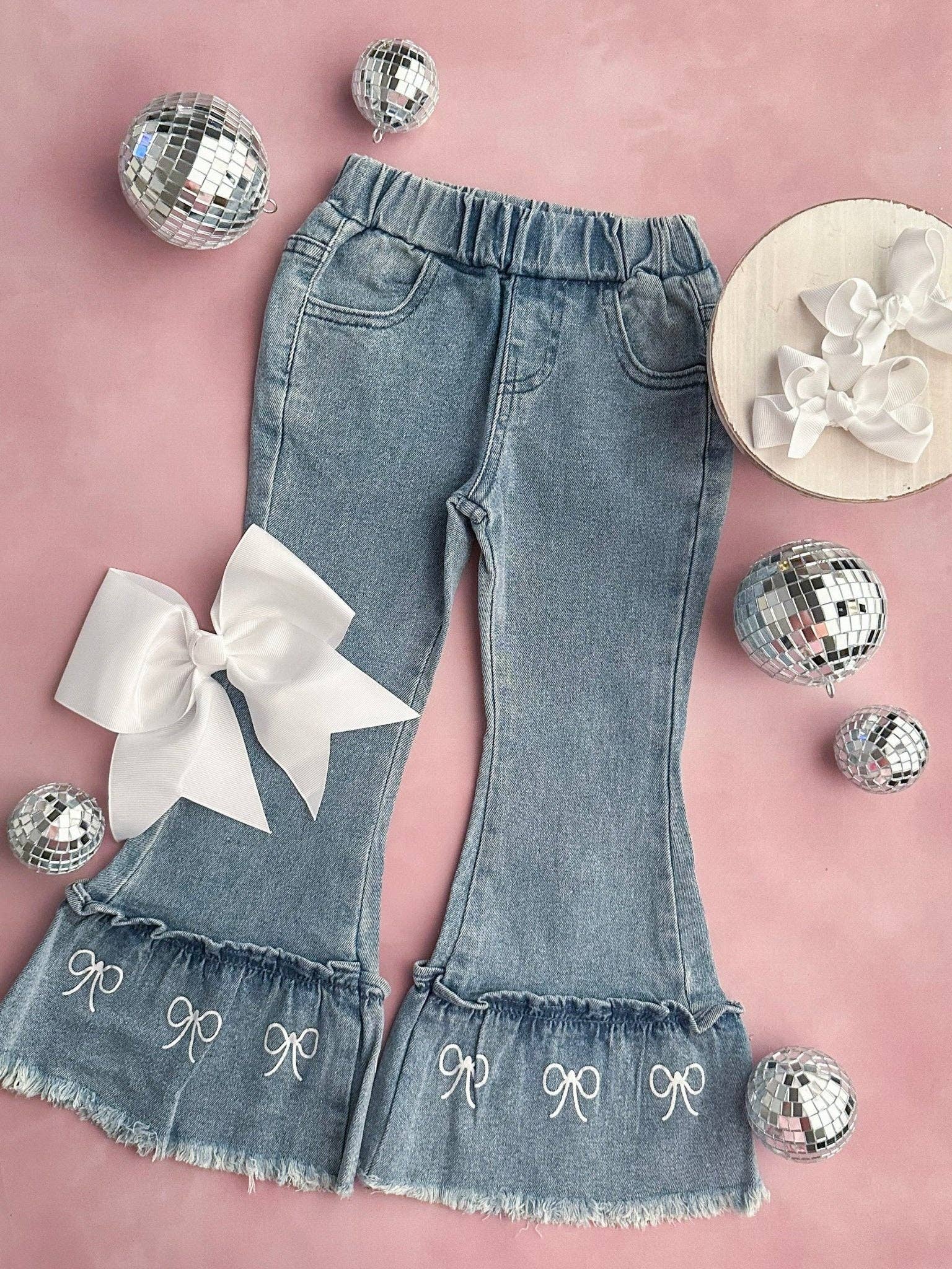 Sweet Bow Denim Bell Bottoms 🎀
