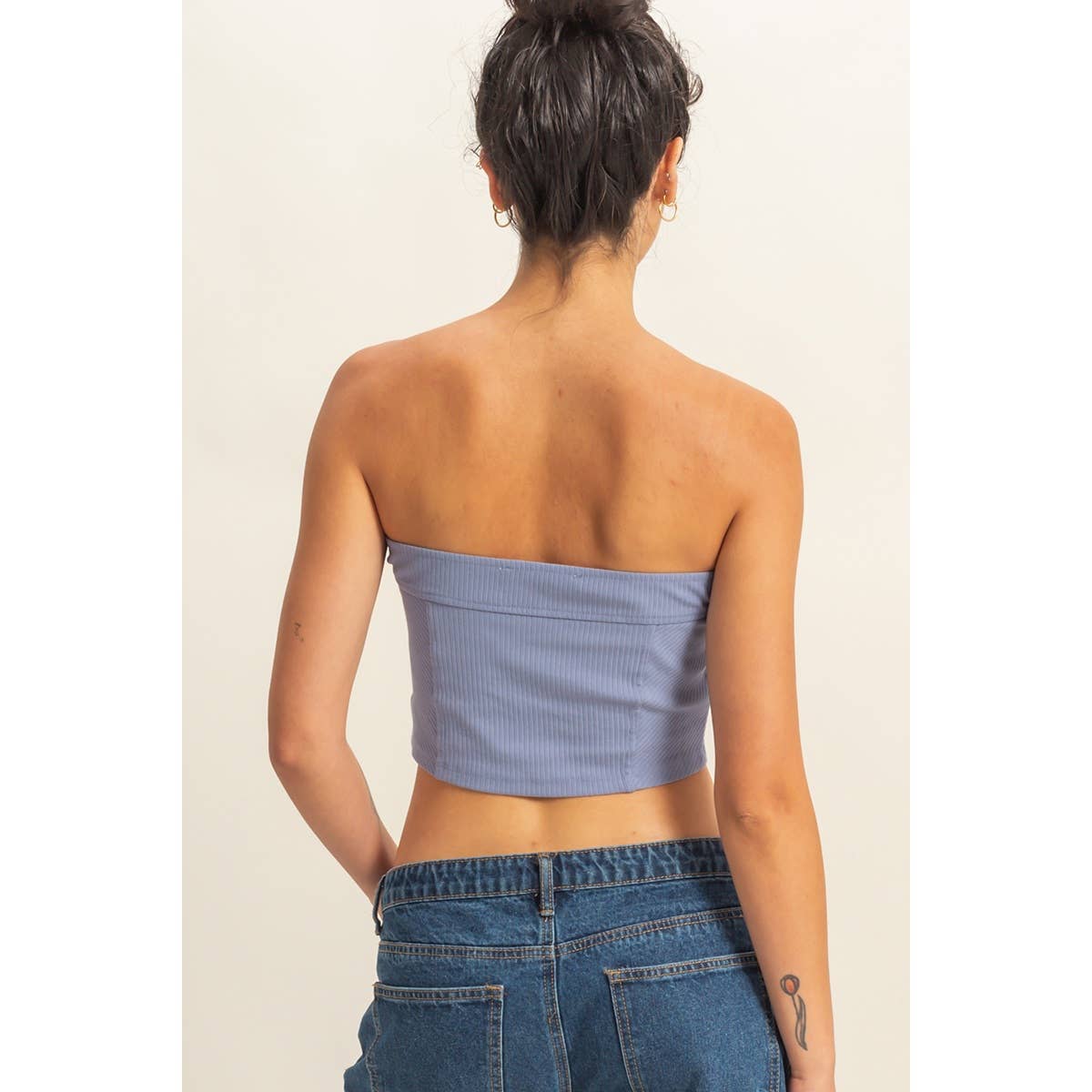 Strapless Ribbed Crop Top