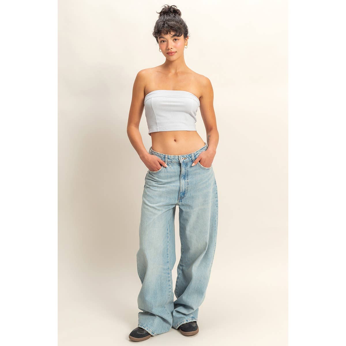 Strapless Ribbed Crop Top