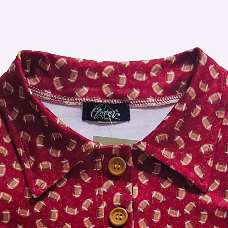 Maroon Football Boy Collar Shirt