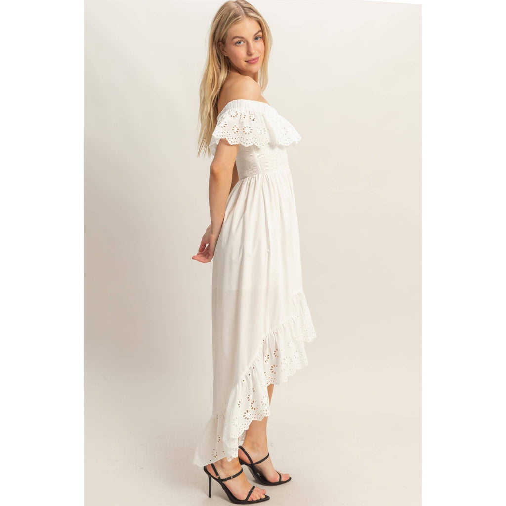 Off Shoulder Smocked Dress