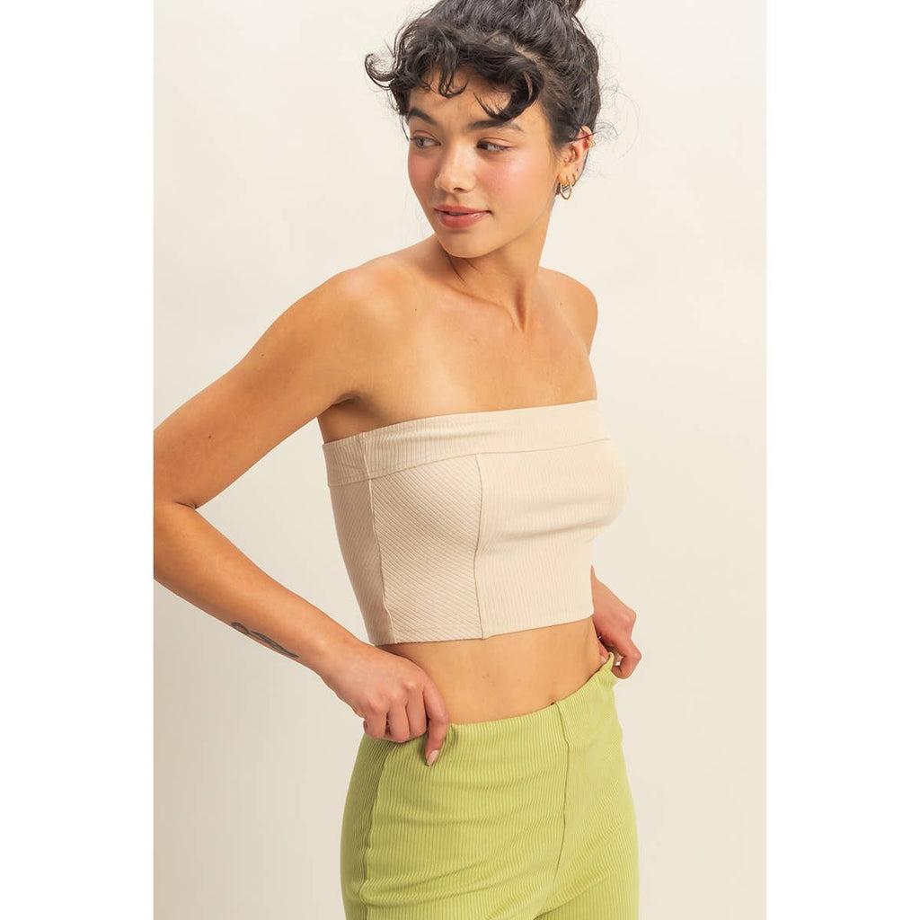 Strapless Ribbed Crop Top