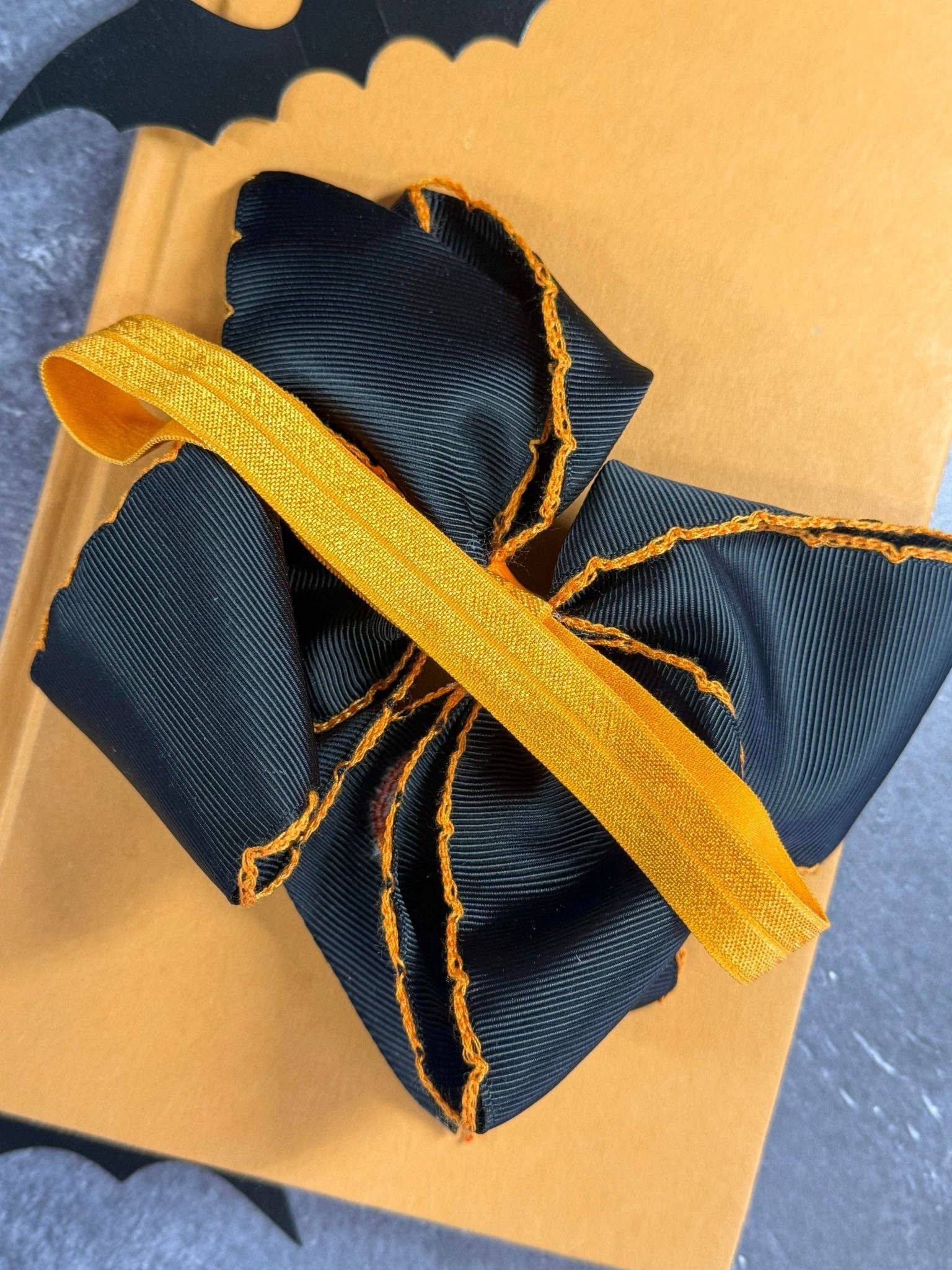Jack-o-Lantern Embroidered Moonstitch Hair Bow | Clip or Headband
