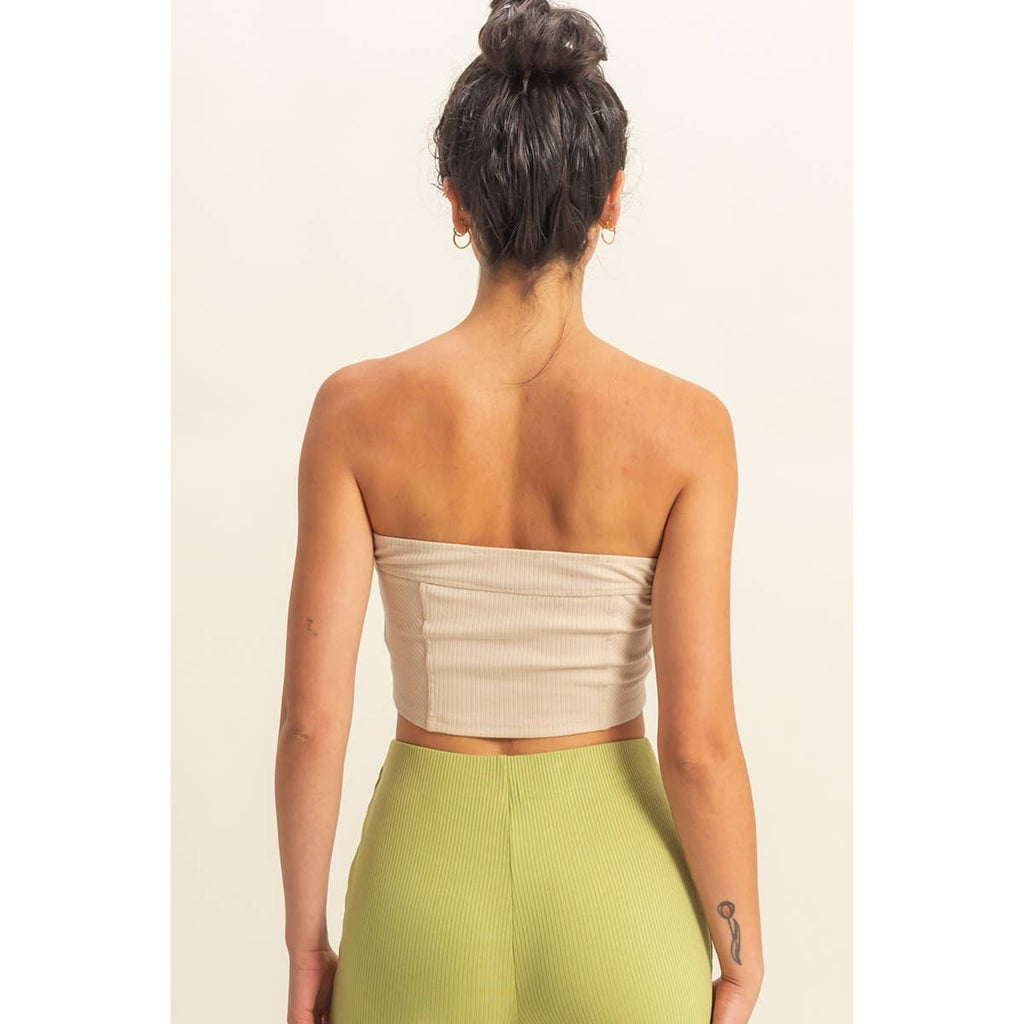 Strapless Ribbed Crop Top